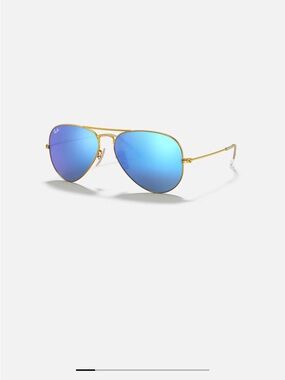Ray-Ban Aviator Sunglasses in Gold with Blue Mirrored Lenses